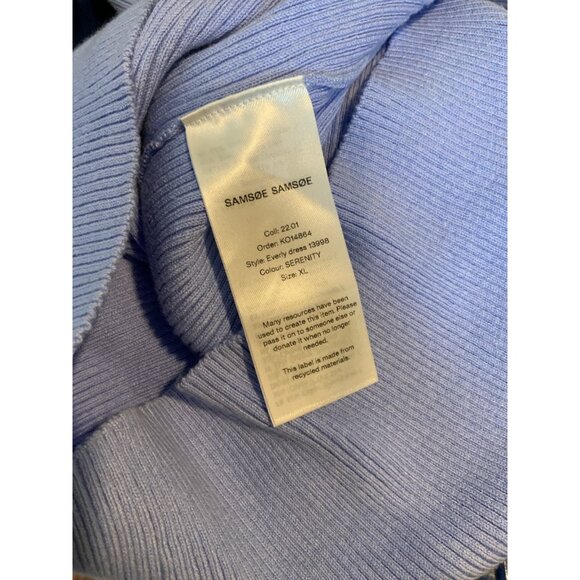 Samsoe Samsoe Blue Rib Knit Henley Long Sleeve Everly Dress, Size XL - Picture 7 of 7